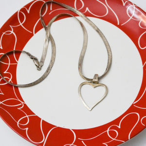 Vintage Sterling Silver Necklace W/Heart Pendant